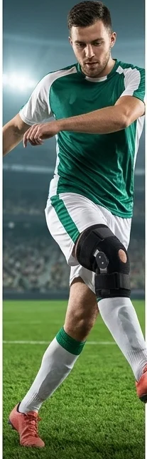 لاعب كرة قدم يرتدي الدعامة فوق الجورب أثناء اللعب