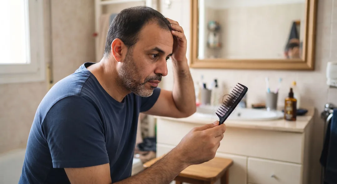 راجل كيشوف مشط فيه شعر متساقط